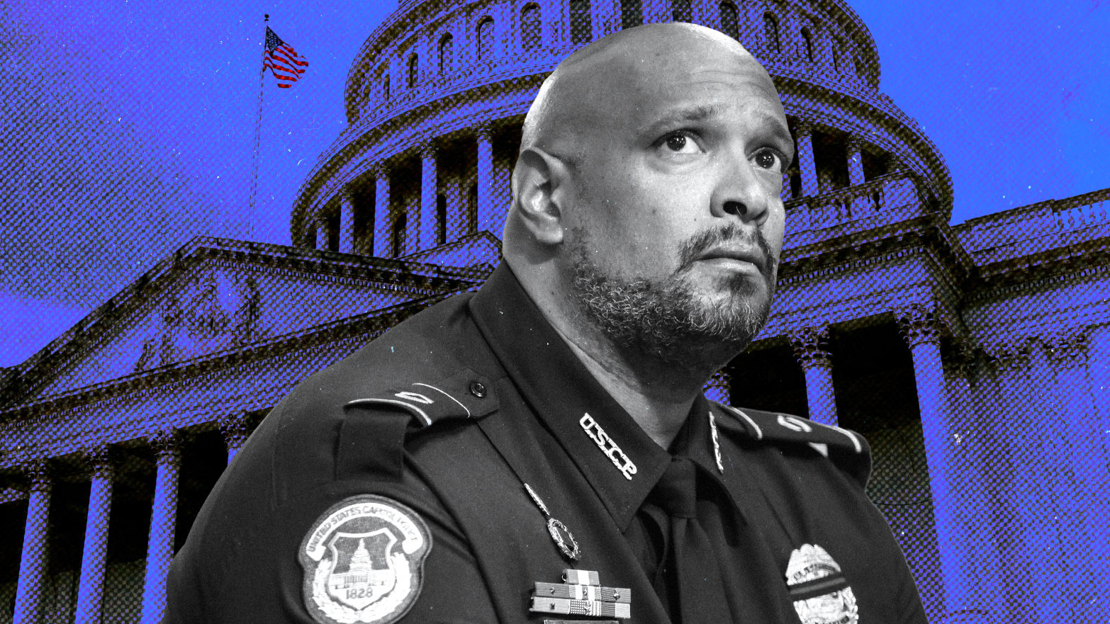 A photo illustration of Capitol Police officer Harry Dunn.