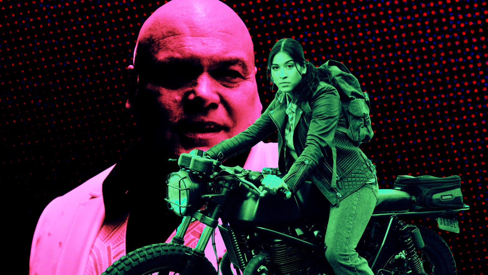 A photo illustration of Vincent D’Onofrio and Alaqua Cox in Echo.