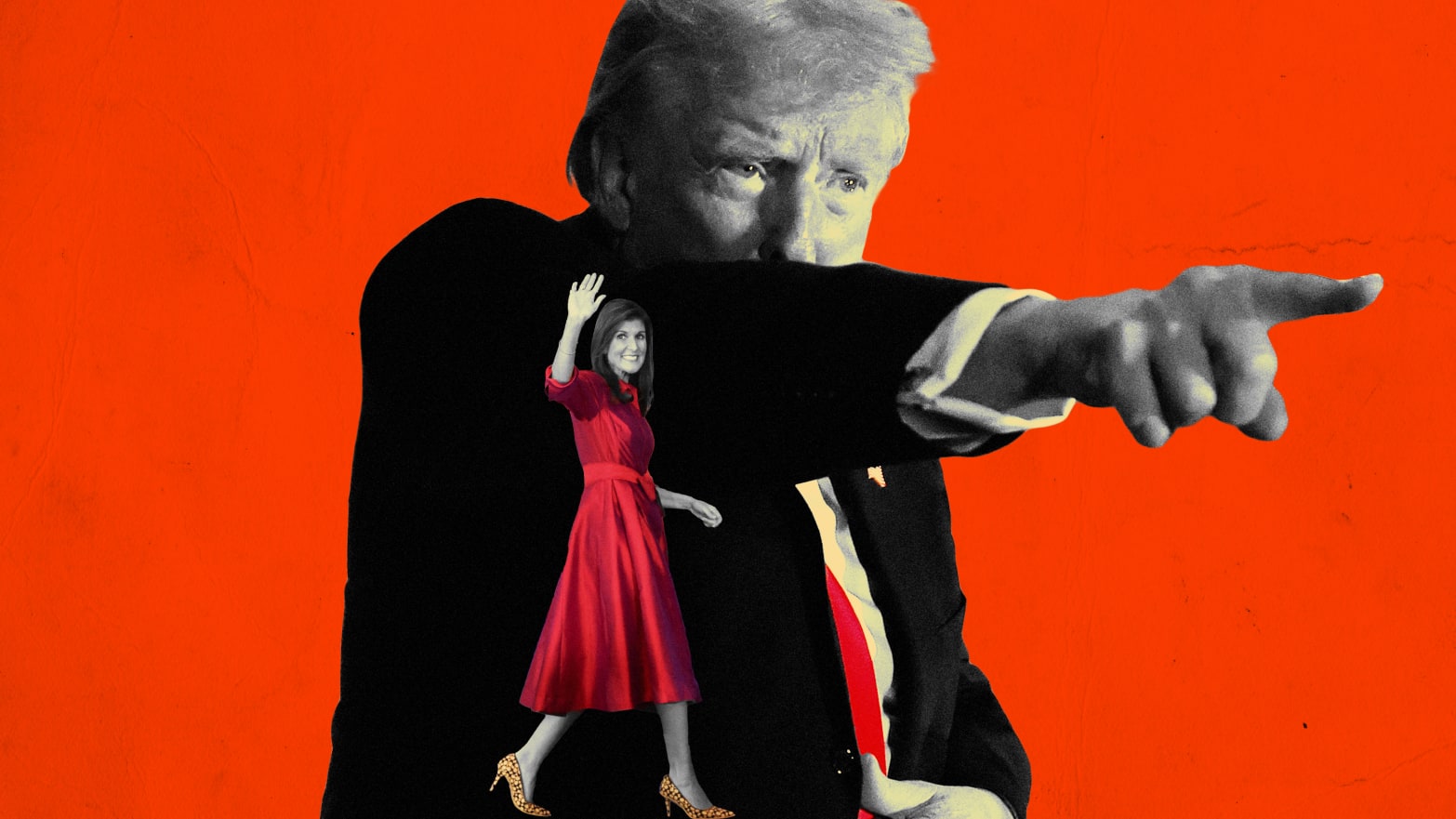 A photo illustration of Nikki Haley and Donald Trump.