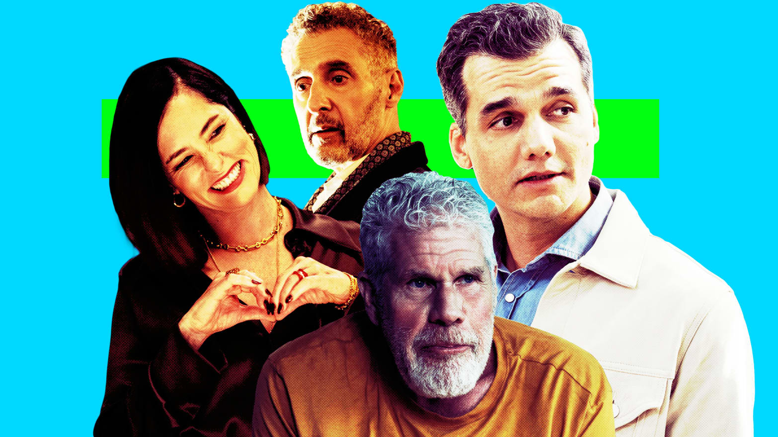 A photo illustration of Parker Posey, John Turturro, Ron Perlman, and Wagner Moura.