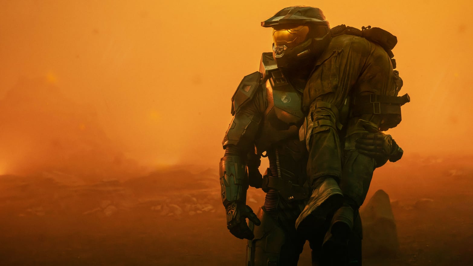 A photo including a still from the series Halo on Paramount+ 
