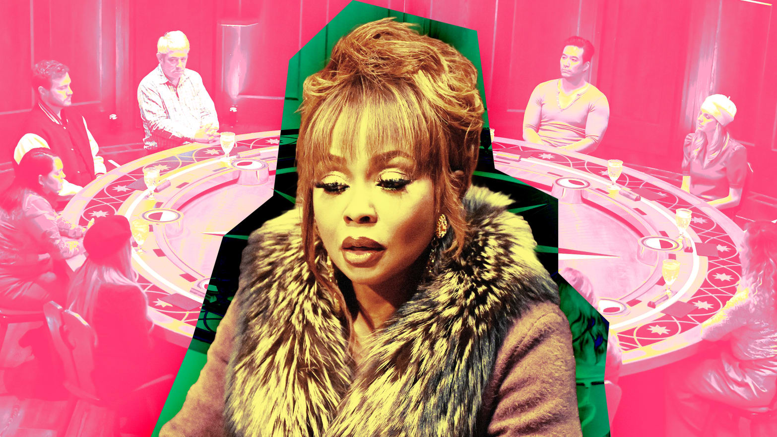 Photo illustration of Phaedra Parks in The Traitors
