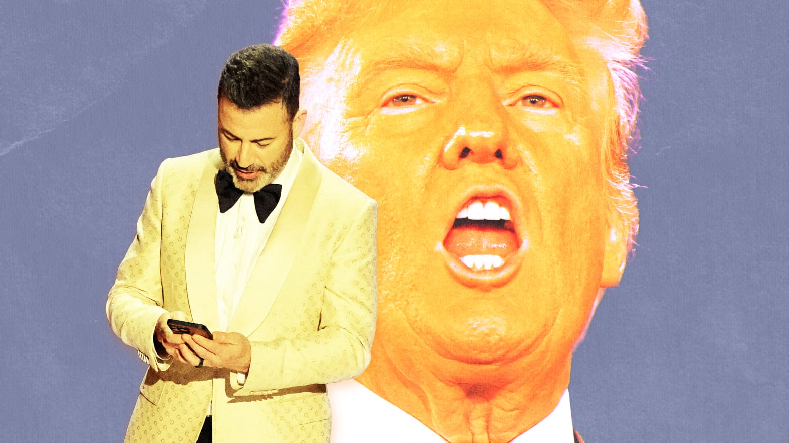 A photo illustration of Jimmy Kimmel and Donald Trump.