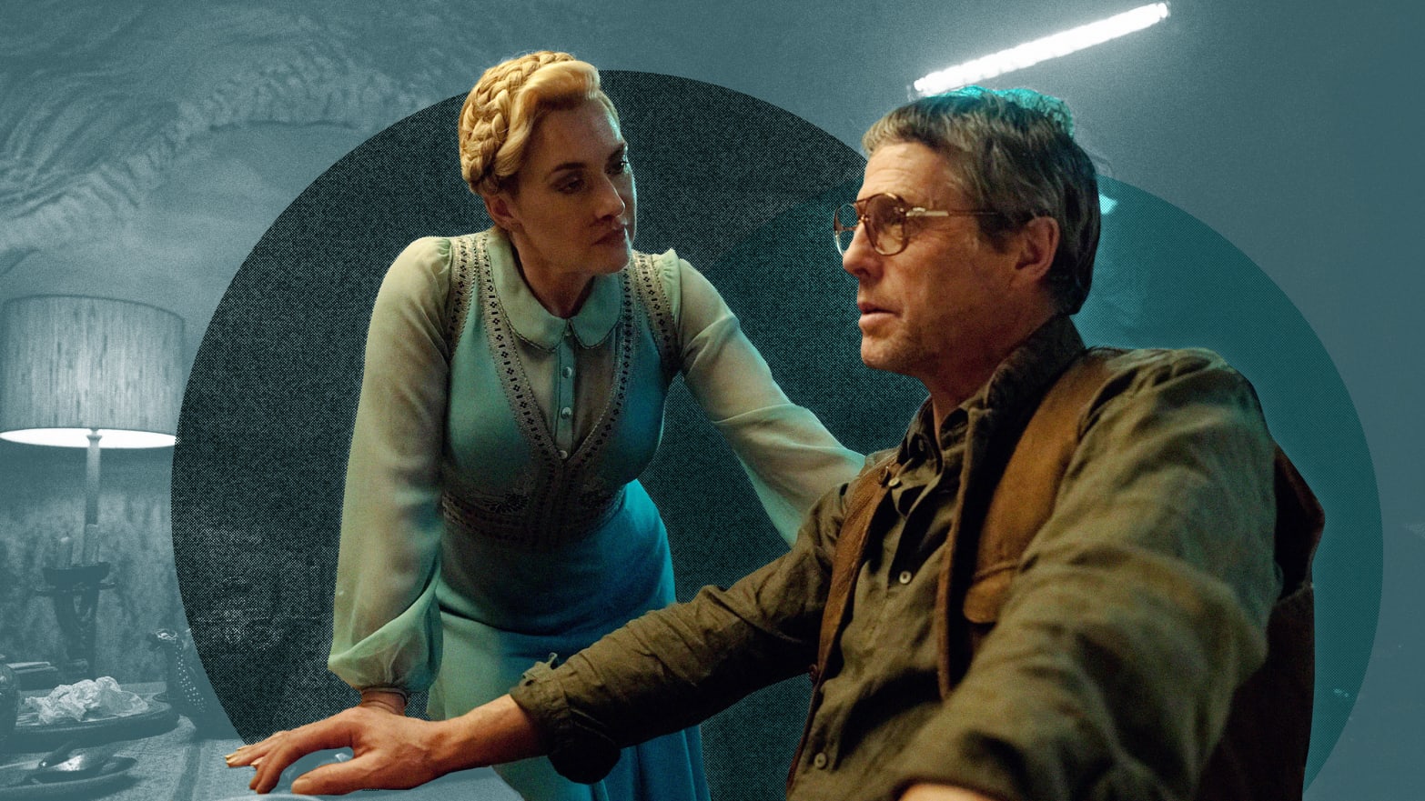 A photo illustration showing Kate Winslet and Hugh Grant in Episode 4 of The Regime.