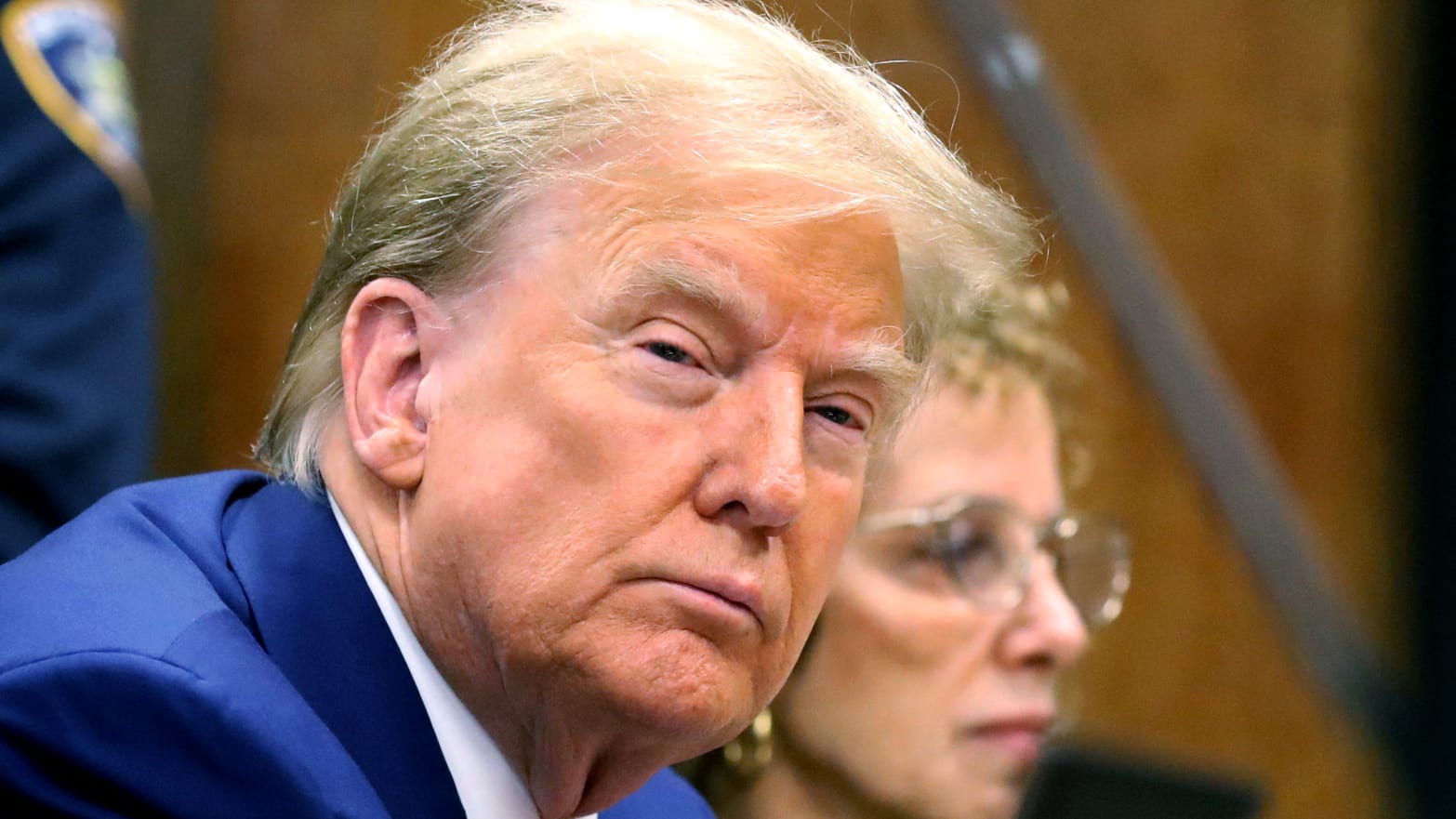 Former president Donald Trump appears with his lawyer Susan Necheles for a pre-trial hearing in a hush money case