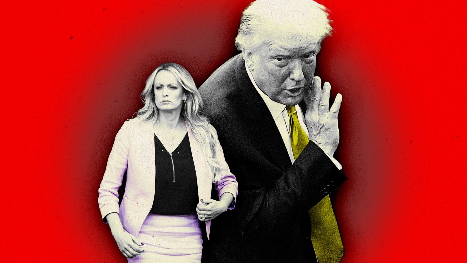 A photo illustration of Stormy Daniels and Donald Trump.