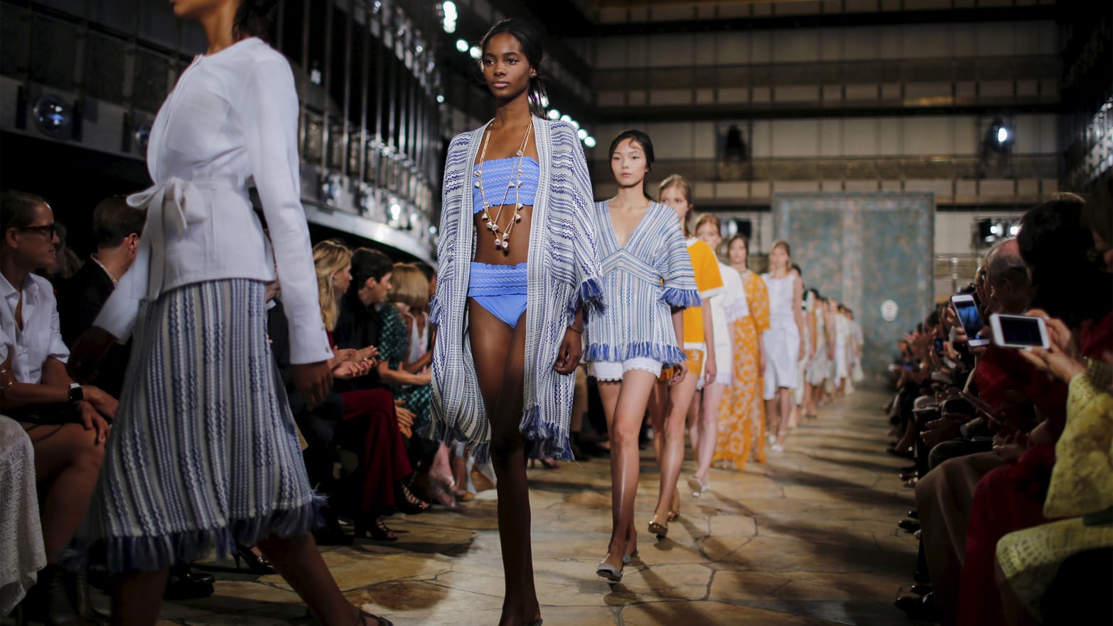 Models present creations from the Tory Burch Spring/Summer 2016.