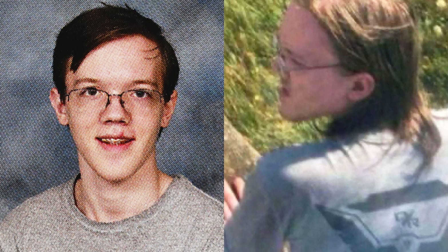 Thomas Crooks seen in yearbook photo waring American flag t-shirt and in a gray t-shirt