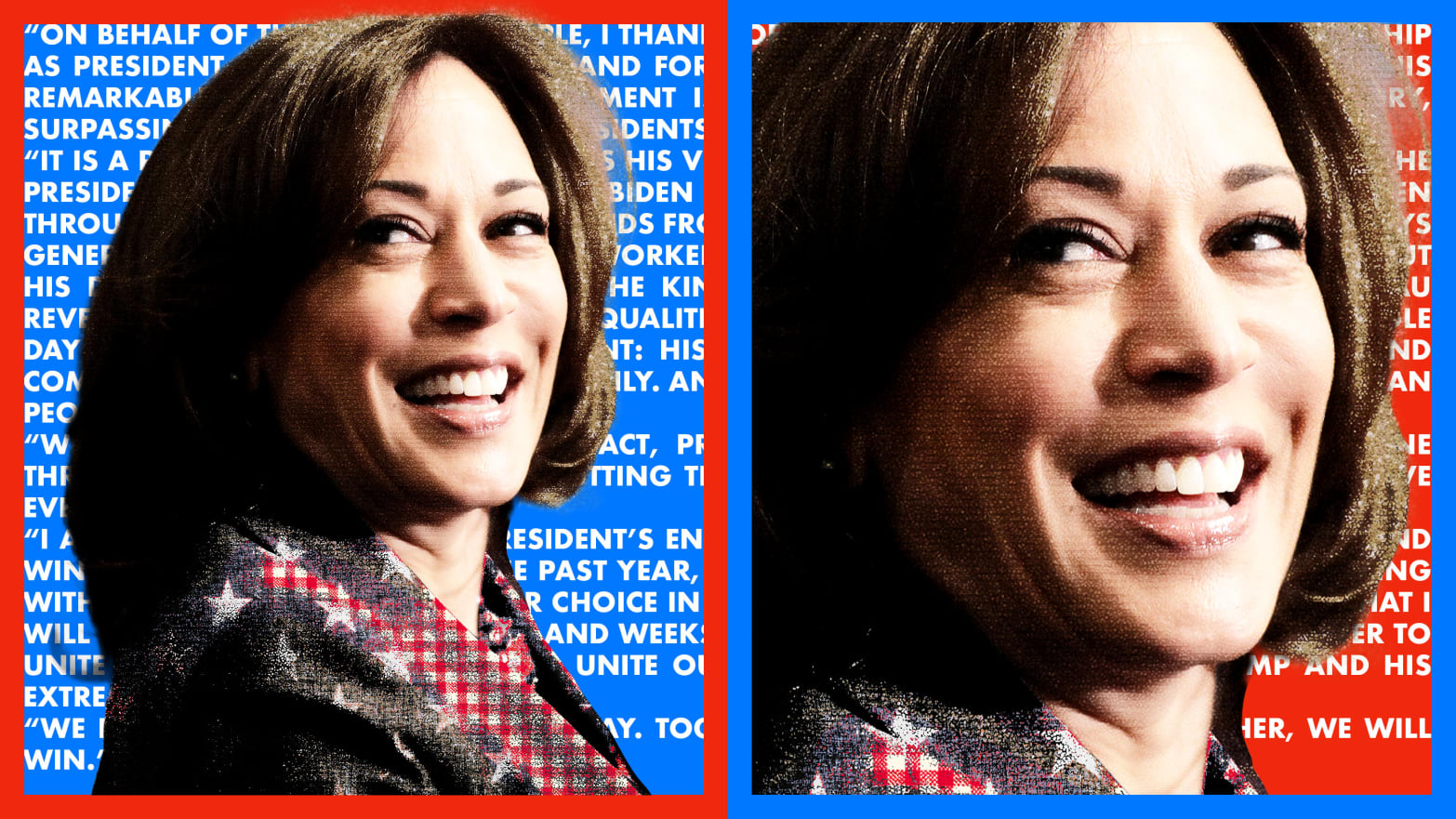 Photo illustration of Kamala Harris