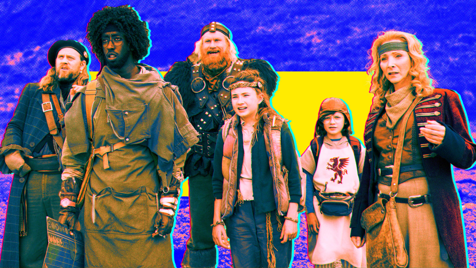 Tadhg Murphy, Roger Jean Nsengiyumva, Rune Temte, Kiera Thompson, Kal-El Tuck and Lisa Kudrow in Time Bandits.