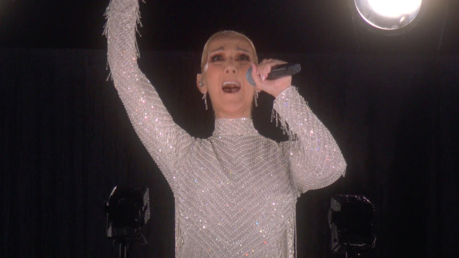 Céline Dion performing at the Paris Olympics Opening Ceremony