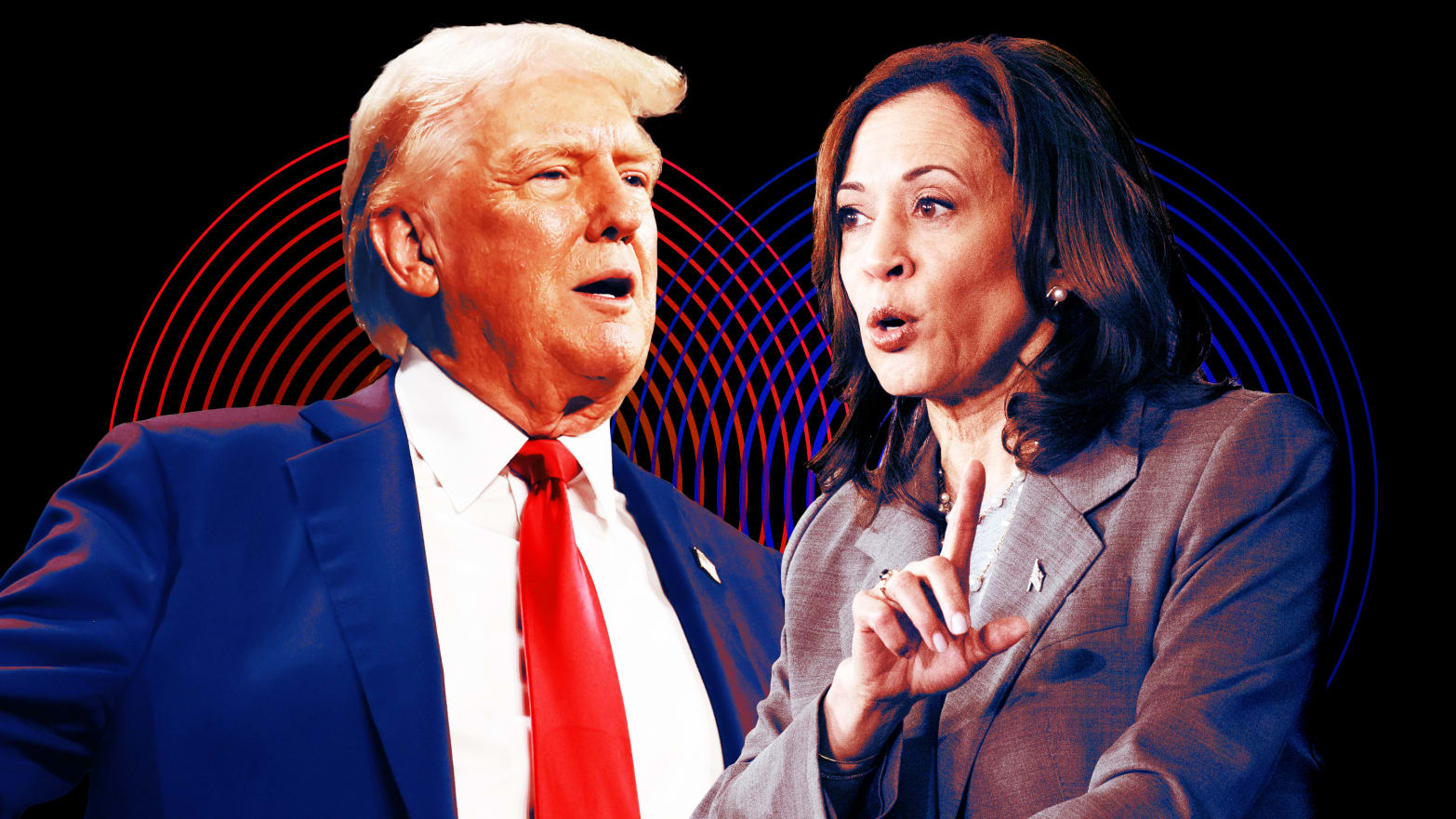 A photo illustration of former President Donald Trump and Vice President Kamala Harris.