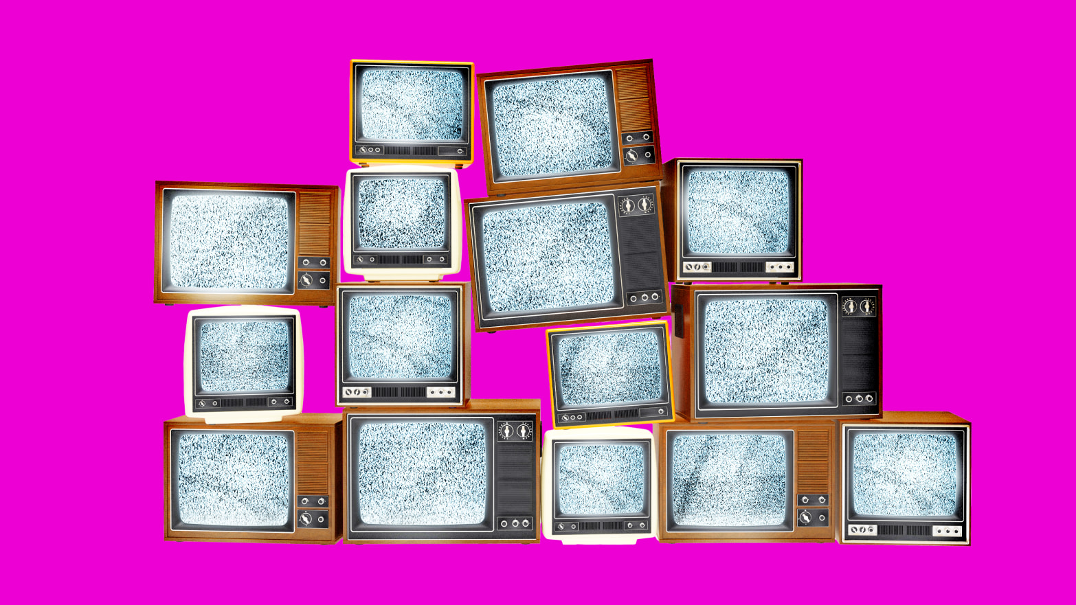 A photo illustration of television sets.