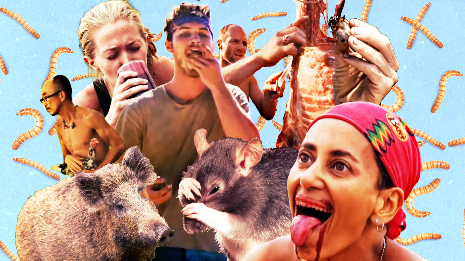 A photo illustration of contestants on CBS Survivor.