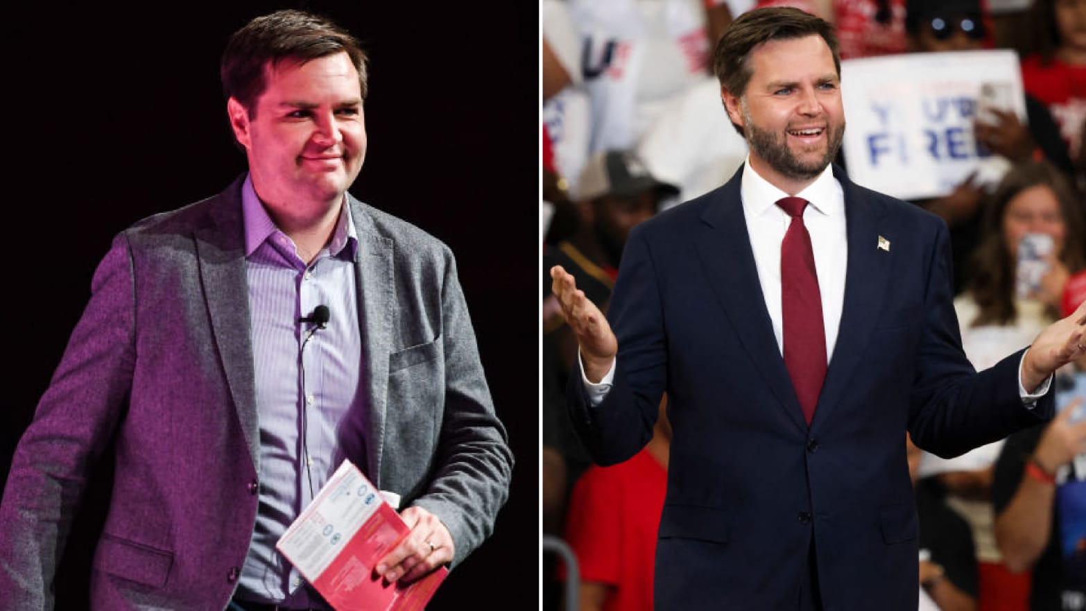 A before-and-after photo of J.D. Vance after he lost 30 pounds.