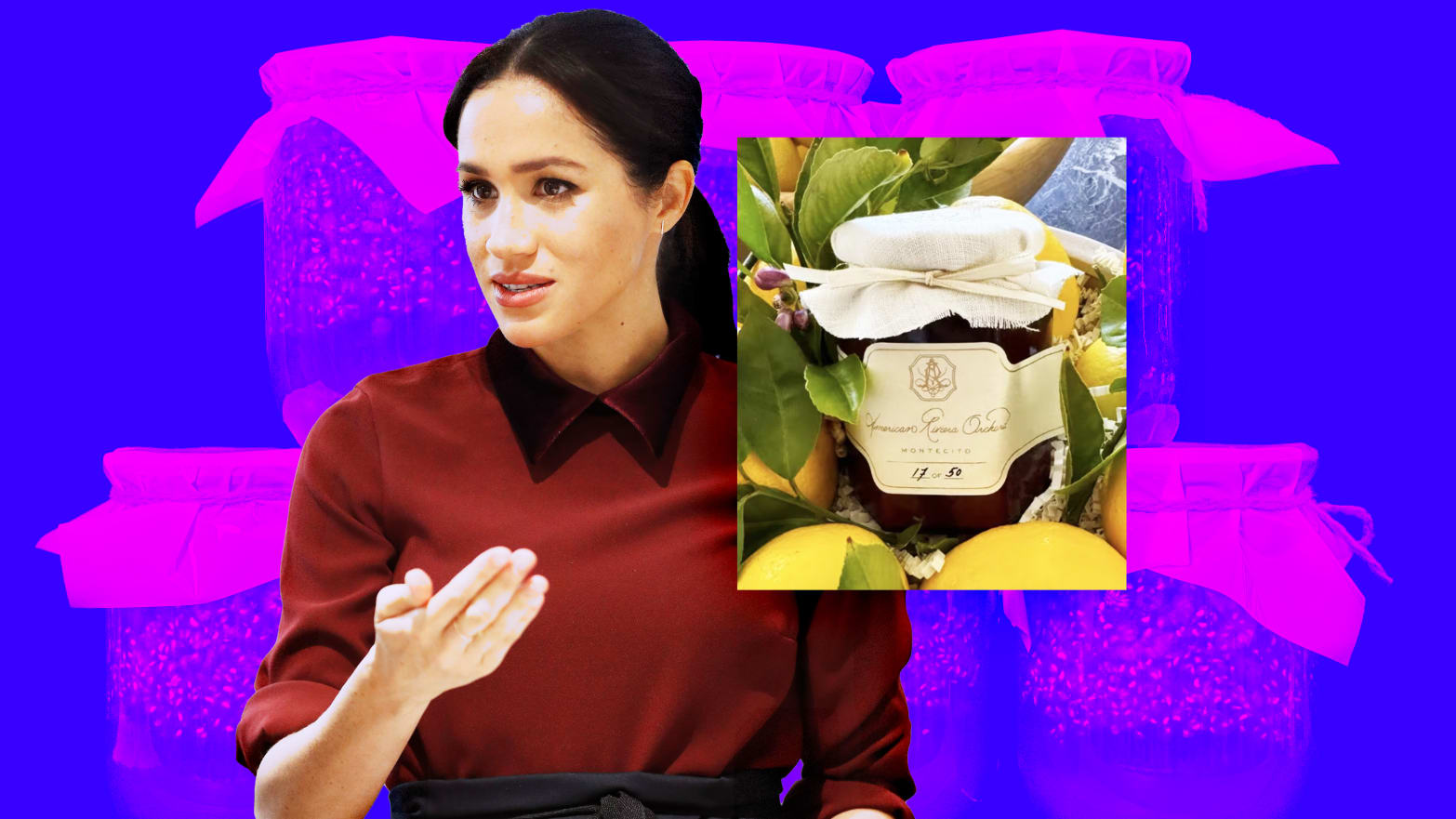 Illustration of Meghan Markle and some jam