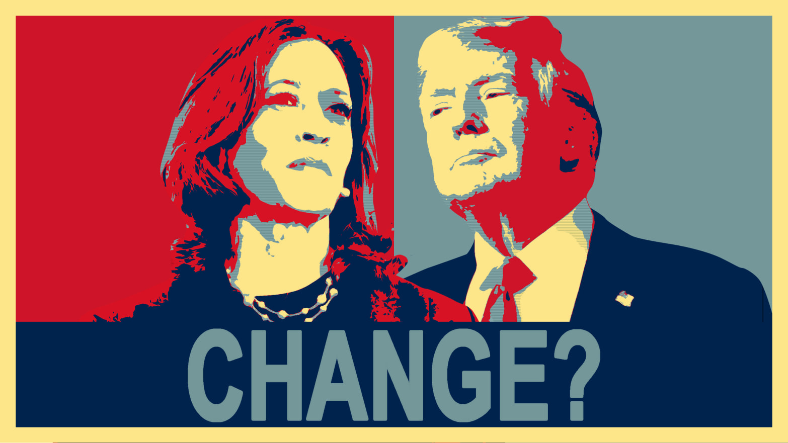 Kamala Harris and Donald Trump in the Change Poster style.