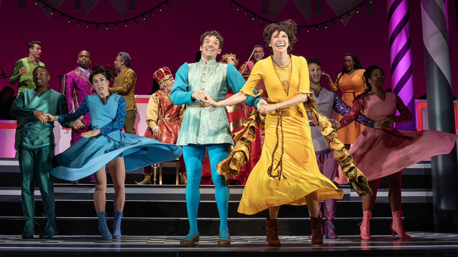 Michael Urie, left, and Sutton Foster dance in 'Once Upon a Mattress.'