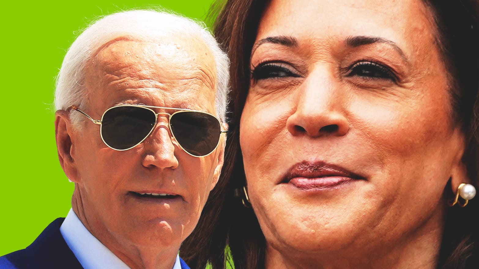 Photo illustration of Kamala Harris and Joe Biden.