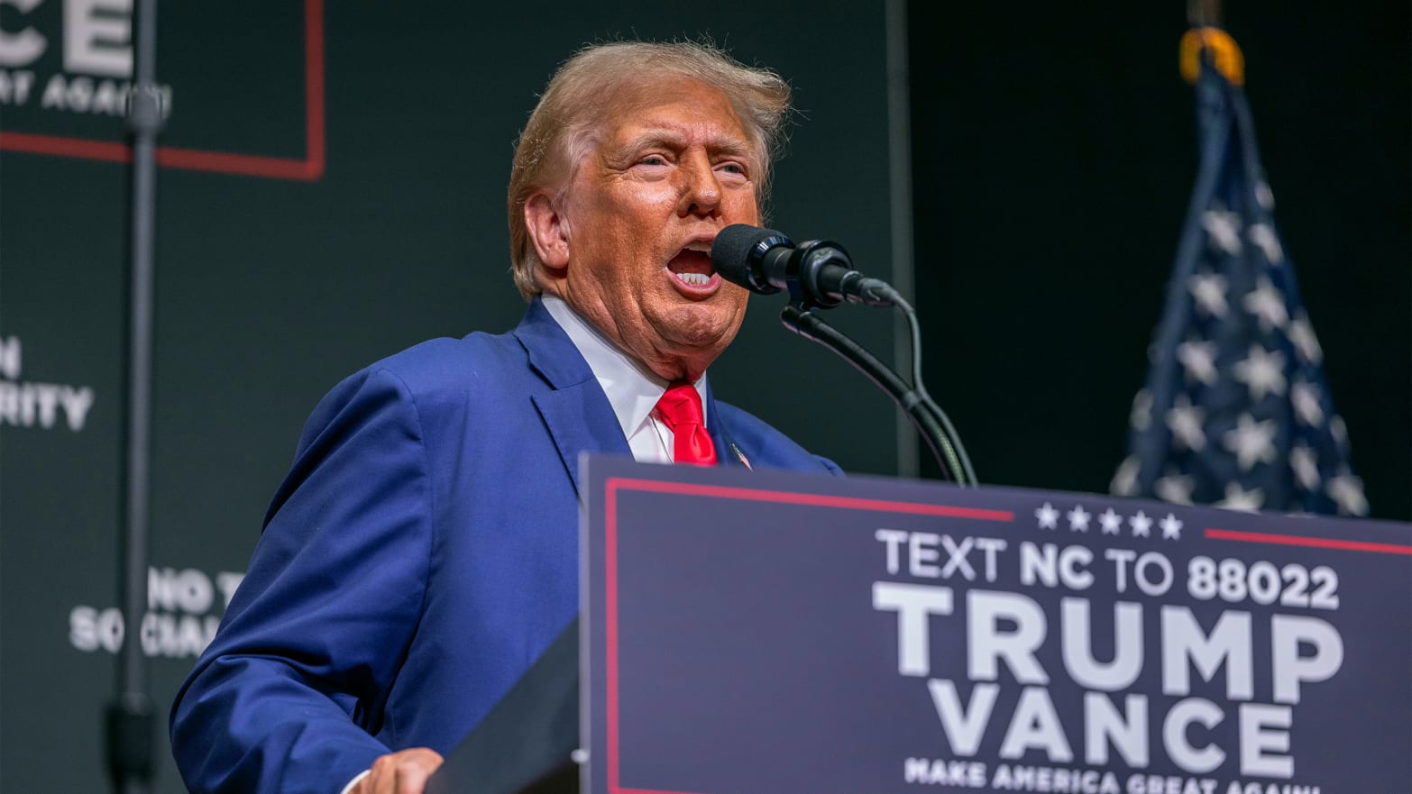 Donald Trump speaks at a rally in North Carolina.