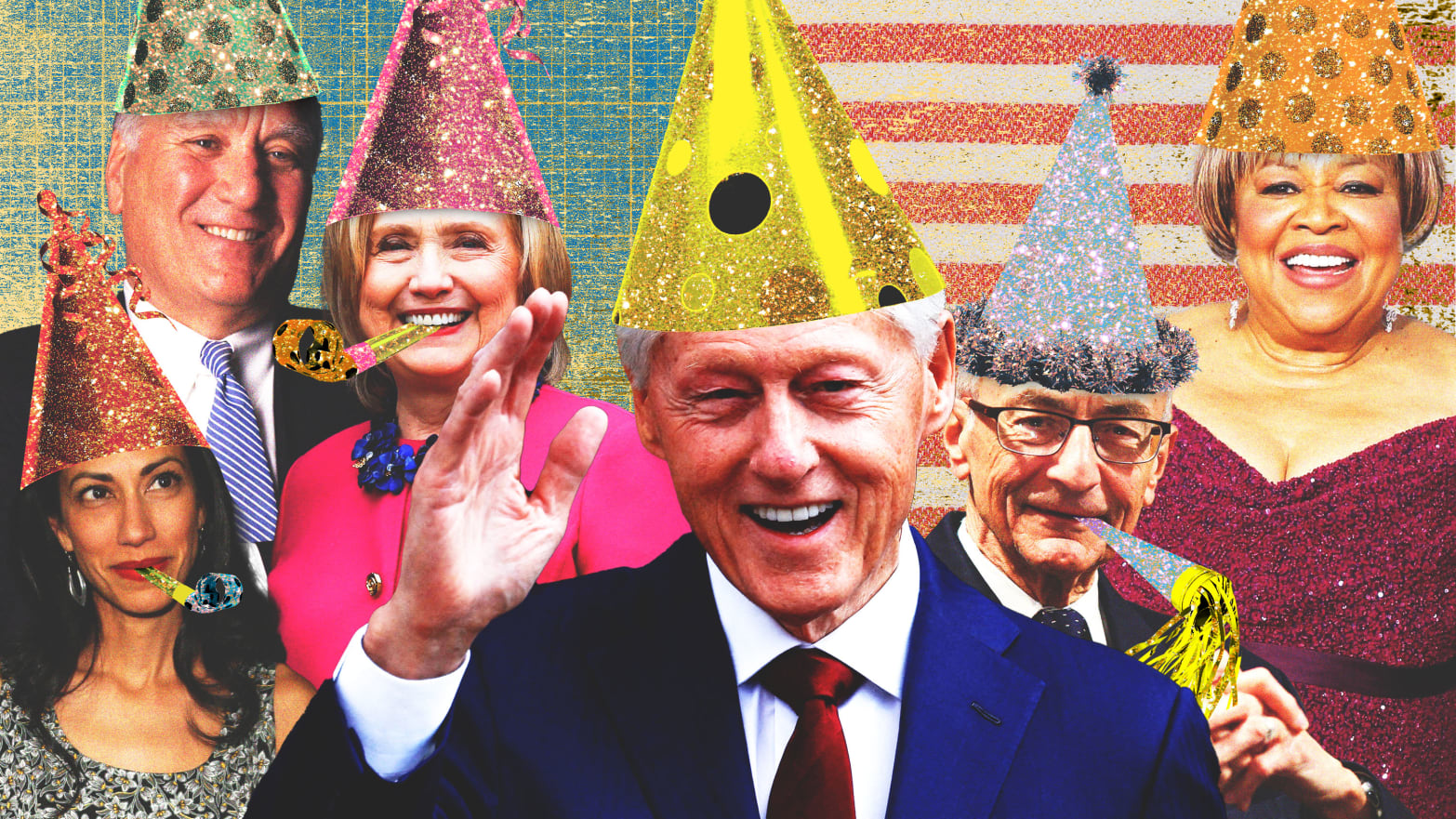 Photo illustration of Bill Clinton, John Podesta, Hillary Clinton, Huma Abedin,  Mavis Staples, and Bill Daley