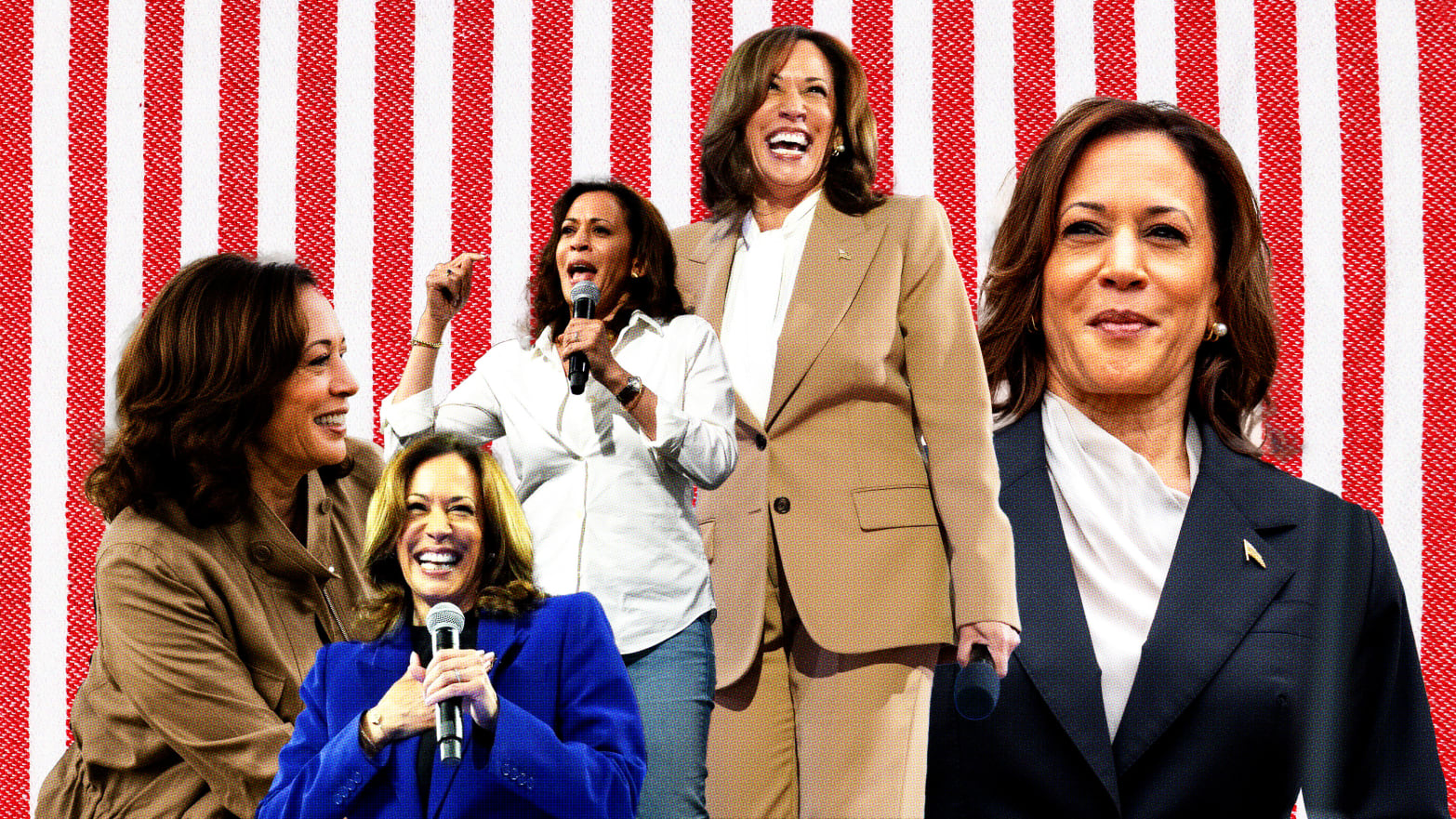 Photo illustration collage of Kamala Harris