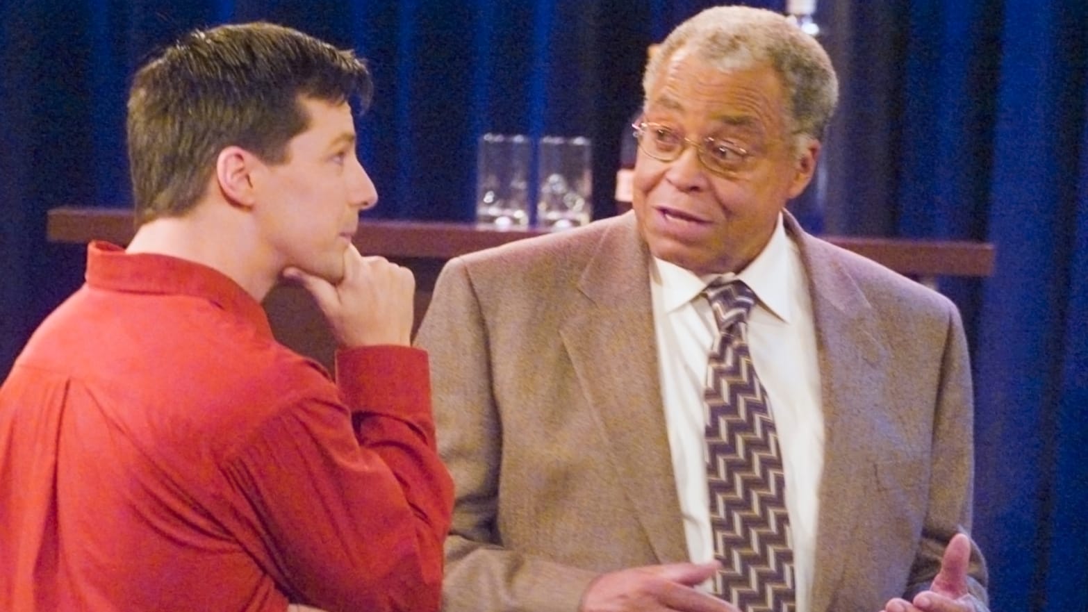 A photo of Sean Hayes and James Earl Jones on Will & Grace