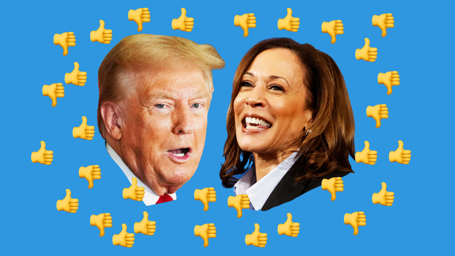 A photo illustration of Donald Trump and Kamala Harris.