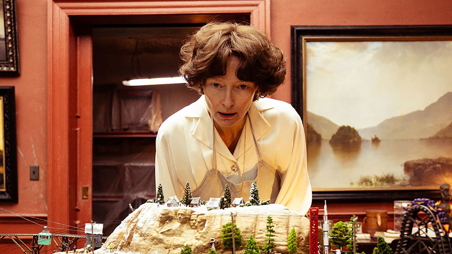 Film still of Tilda Swinton from The End