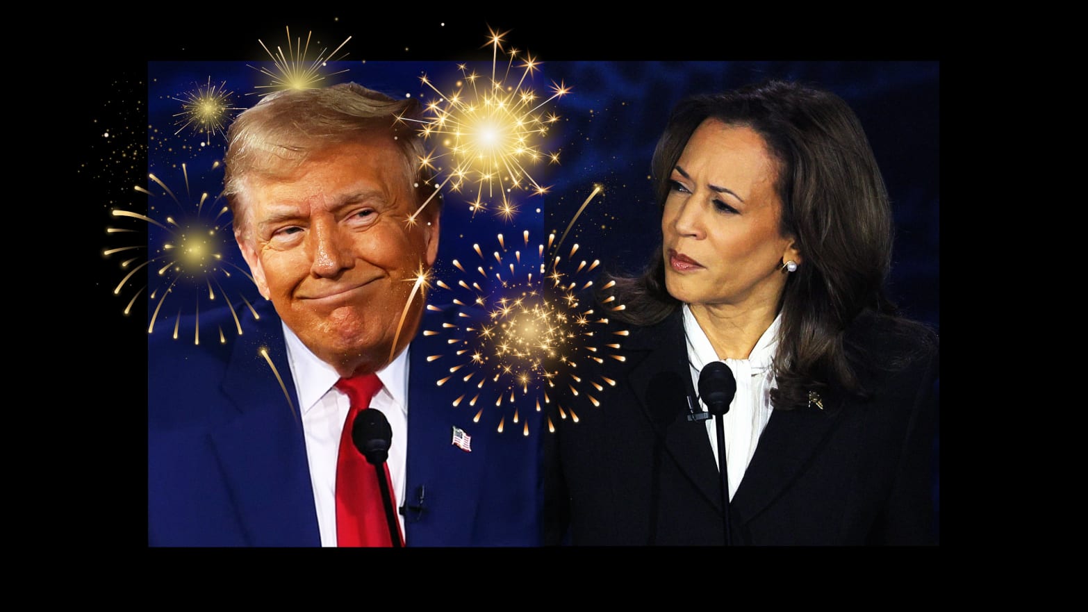 A photo illustration of Donald Trump and Kamala Harris during the presidential debate.