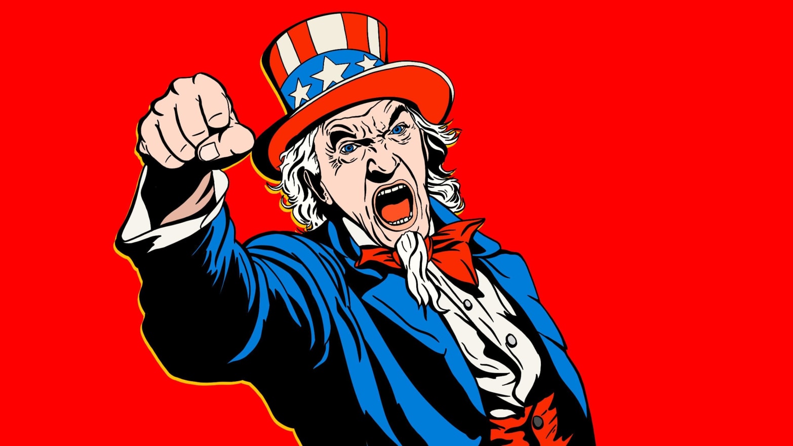 Angry Uncle Sam punching at viewer.