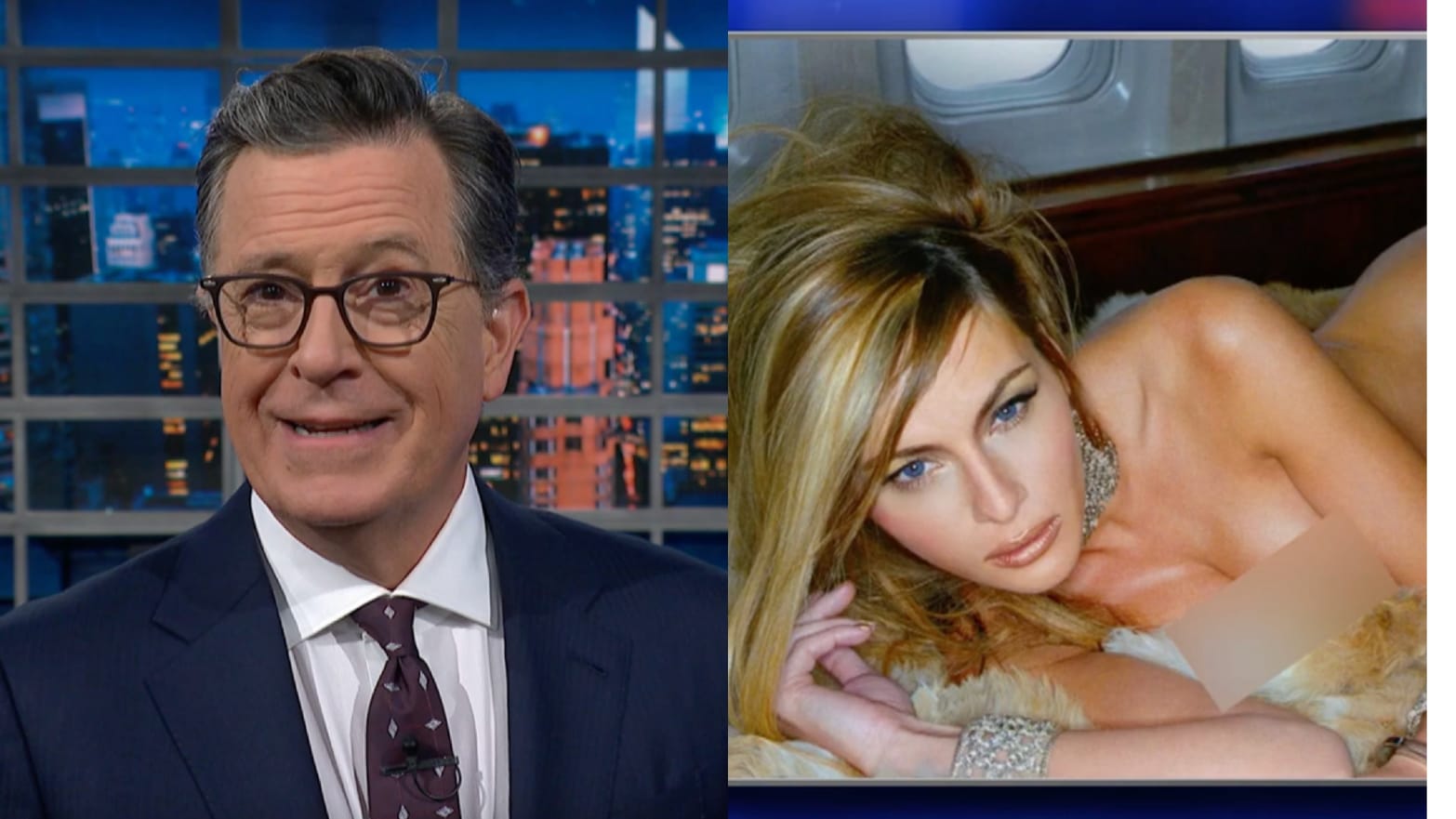 Stephen Colbert and Melania Trump.