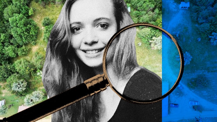 A photo illustration of Sophia Koetsier with a magnifying glass laid over