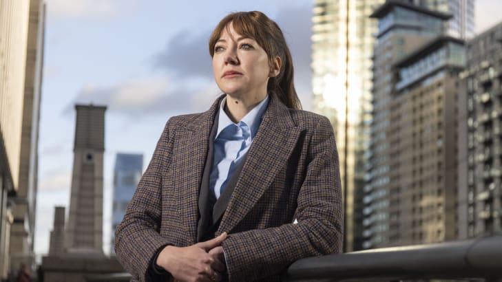 A photograph of Diane Morgan as Philomena Cunk for Cunk on Earth.