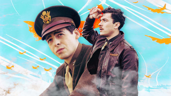 A photo illustration of Anthony Boyle and Nate Mann in Masters of the Air.