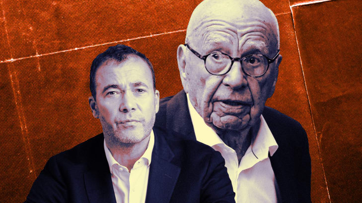A photo illustration of WaPo’s Will Lewis and Rupert Murdoch