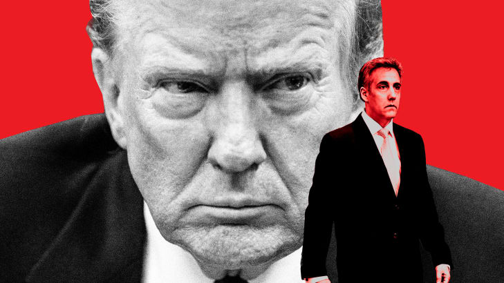 A photo illustration of Donald Trump and Michael Cohen