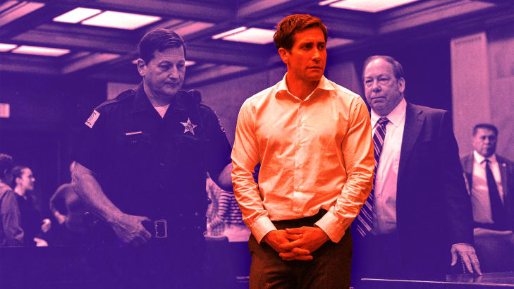 A photo illustration of Jake Gyllenhaal and Bill Camp in Presumed Innocent.