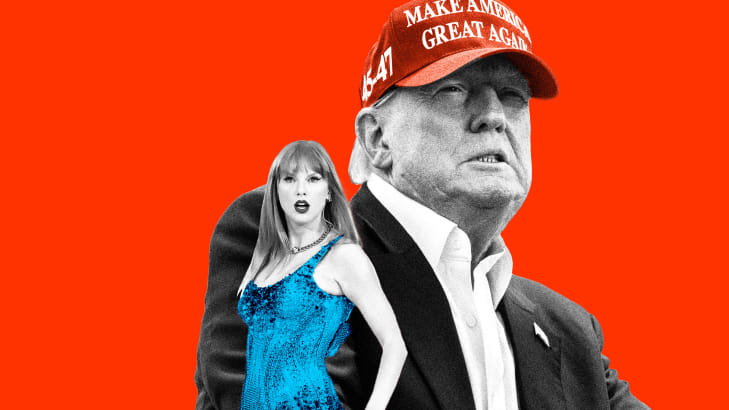 A photo illustration of Taylor Swift and Donald Trump