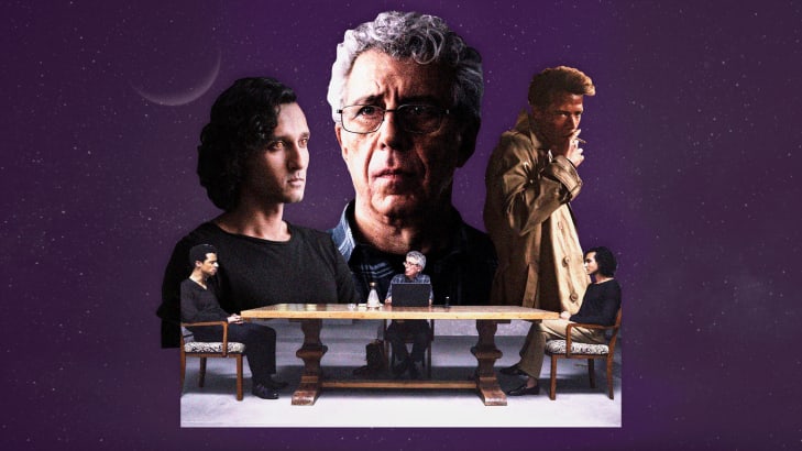A photo illustration showing Jacob Anderson as Louis De Point Du Lac, Eric Bogosian as Daniel Molloy and Assad Zaman as Armand in Season 2 of Interview With the Vampire.