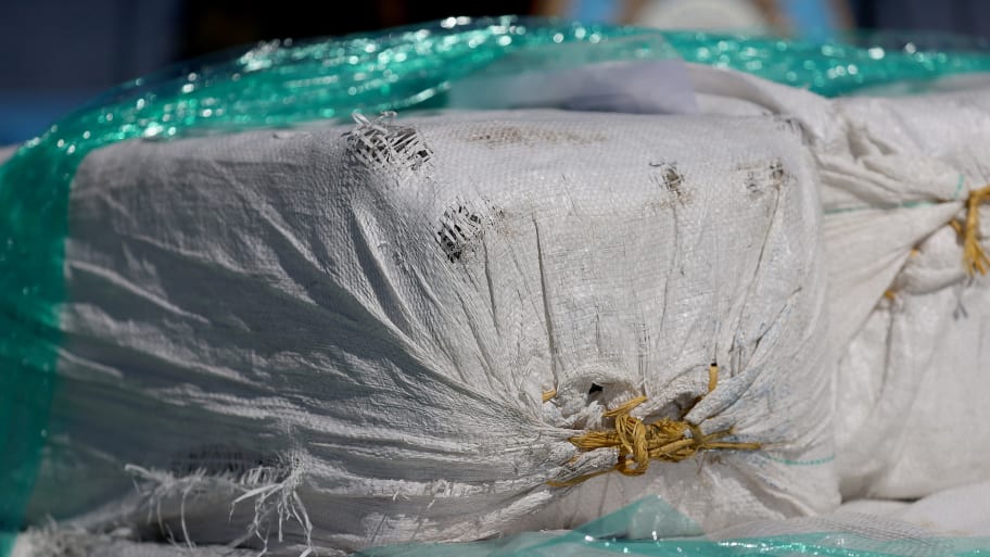 Bundles of drugs that have been offloaded at Port Everglades on August 05, 2021