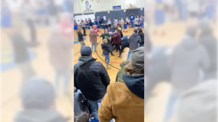 Cellphone footage of a brawl at a middle school basketball game in Vermont