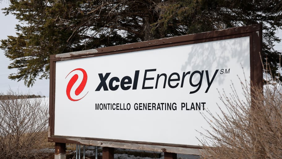 A sign that reads “Xcel Energy Monticello Nuclear Generating Plant.”
