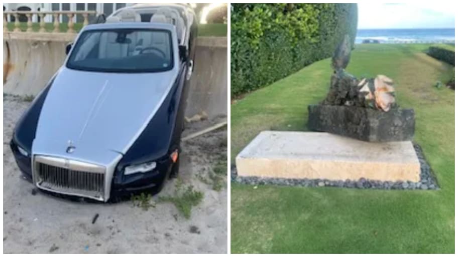 A Rolls-Royce that was involved in an accident in Palm Beach, Florida