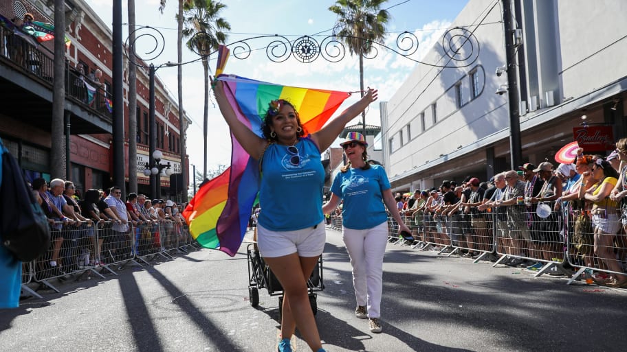 Revelers celebrate during the Tampa Pride Parade.