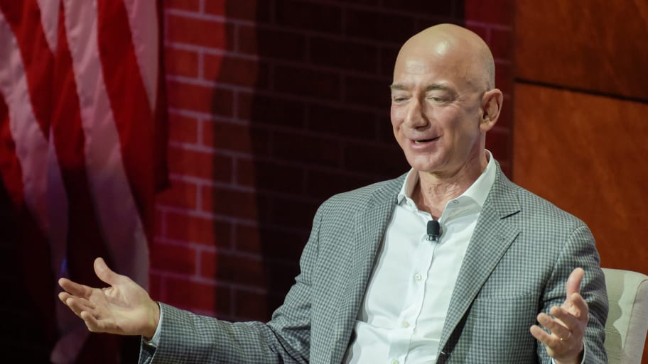 Jeff Bezos speaks at a 2018 event in Dallas, Texas.