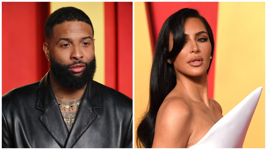 Odell Beckham Jr and Kim Kardashian at the Vanity Fairs Oscars after-party on Mar. 11