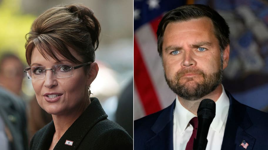 Sarah Palin, left, and JD Vance