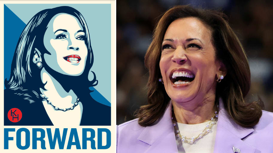 A portrait created by artist Shepard Fairey for Kamala Harris