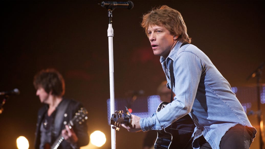 A photo of Bon Jovi performing